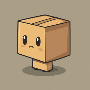 a cute brown box as head, this mascot for packaging bussiness