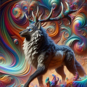 Create a photorealistic 3D motion graphic of a hybrid creature w...