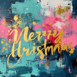 A beautiful abstract Christmas image with gold leaf. It says ‘Me...