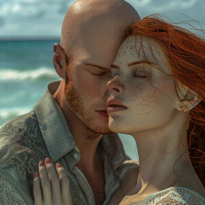 A photorealistic high resolution image. Light ginger haired fema...