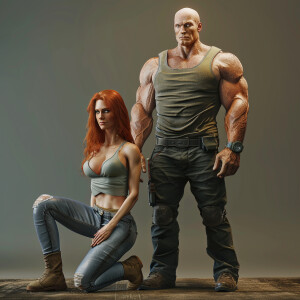 A photorealistic high resolution image. Light ginger haired fema...
