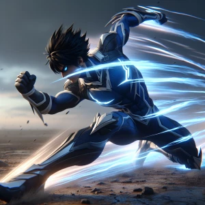 Vegeta showcasing his signature moves in a dynamic battle scene.