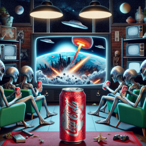 Generate like aliens watching the end of the world from their te...