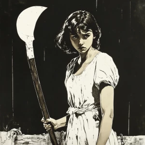 A girl with a sickle --sref 2