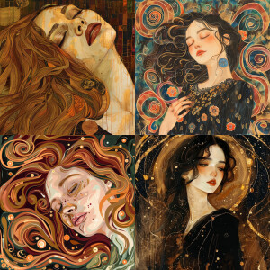 以愛德華·孟克的畫風，描繪安娜塔的克林姆女孩