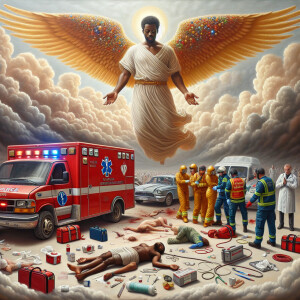 Create a realistic 3D oil painting depicting a scene of emergenc...