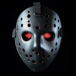 Hockey mask with red eyes