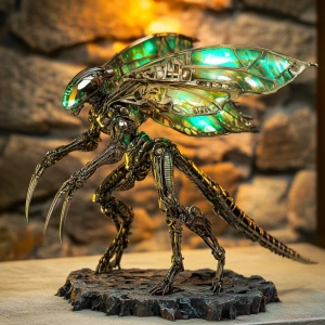 An alien hybrid figurine featuring a dynamic pose: a four-armed...