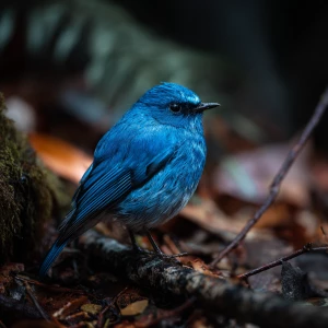 a bird color blue in the forest