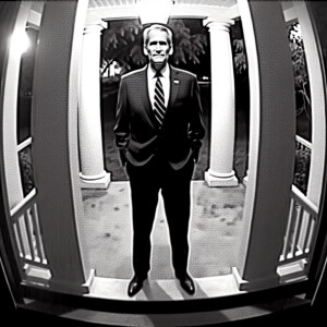 Porch security camera footage of Barack Obama standing on the po...