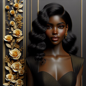 Create a vertical 3-D portrait of a light-skinned African-Americ...