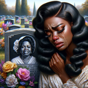 A beautiful light-skinned African-American woman with long wavy...