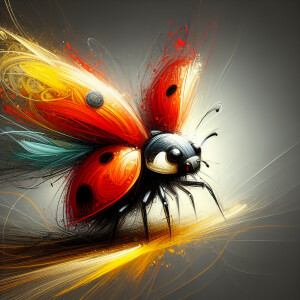 image of a cute lady bug using expressive sketchy brushstrokes a...