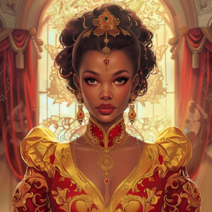 Create an illustration of a Mixed Ethnicity Empress, embodying A...