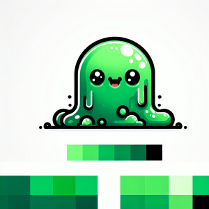 Create a vector-style illustration of a green slimeblob alien wi...