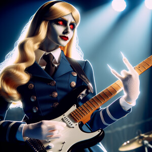 Seras Victoria from Hellsing playing electric guitar, metal