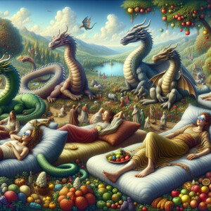 Imagine a tranquil kingdom where dragons and people live in harm...