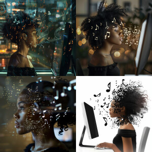 3-D image beautiful young light-skinned African-American woman S...