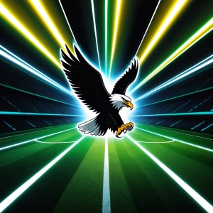 Prompt: High-energy, modern sports background for the Eagles soc...