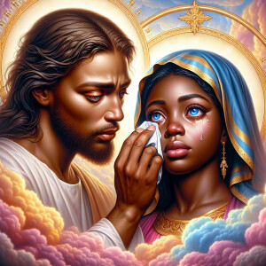 Ensure that the image distinctly represents both Jesus Christ an...