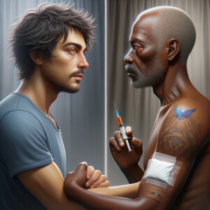 Can you help me create a African-American Jesus with medium with...