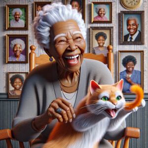 Create a 3-D realistic image there's an light skinned African-A...