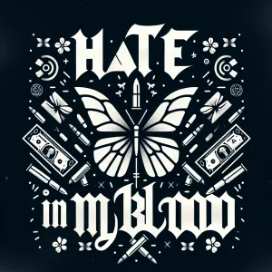 Design a bold and edgy logo with butterflies and the name ('hate...