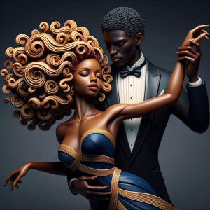 3d wood and porcelain sculpture of an Afrocentric woman with a m...