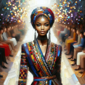 Picture an African American female figure, embodying elegance an...