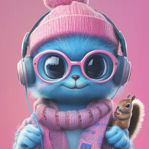 ChillGuy, a playful and inventive blue monster character wearing...