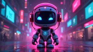 NovaByte is a quirky, futuristic AI sidekick with a 1980s retro...