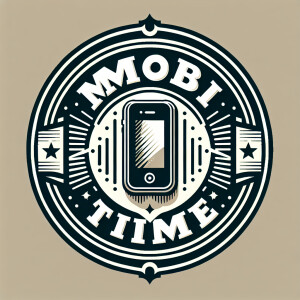 Create a realistic logo with the text "MOBI TIME" and a picture...