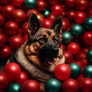 German Shepard Red ball