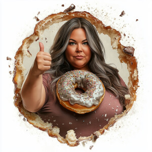 Create a ultra realistic picture of a plus size woman standing t...