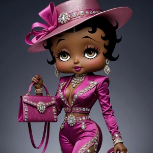 Design an image of Betty Boop reenvisioned with a dark chocolate...