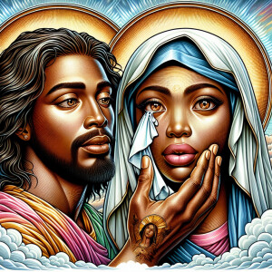 Ensure that the image distinctly represents both Jesus Christ an...