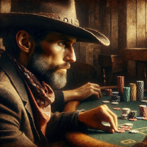 oil base painting dynamic brush strokes,close up, old west gambl...