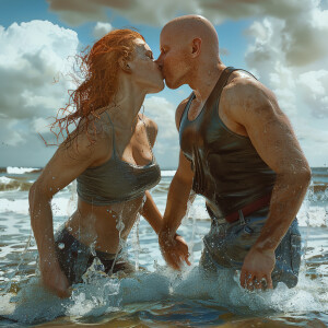 A photorealistic high resolution image. Light ginger haired fema...