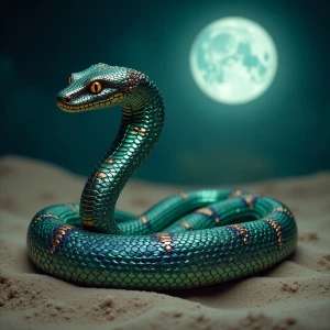 "Set against a backdrop of shimmering moonlit sands, an opulent,...