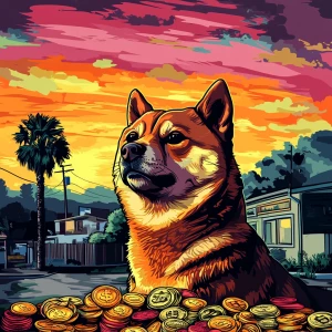 MEME DOGE in GTA art style — Living in house of $DGEN coins — in...