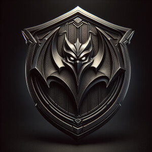 Design a realistic 3D rendering of the Batman insignia with a me...