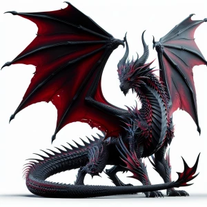 Generate a 3D model of black and red dragon, full size image