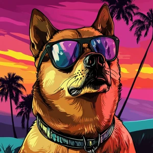 MEME DOGE in GTA art style, , in the style of a Grand Theft Aut...