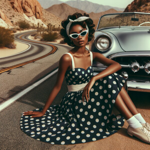 Craft an airbrushed depiction of a fashionable African American...