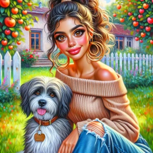 A full body image view whimsical vibrant digital airbrush oil pa...
