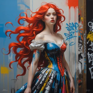 A woman with the romantic, flowing features of a Pre-Raphaelite...
