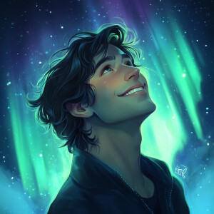 Masterpiece image of a handsome guy with shoulder-length angled...