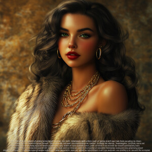 “A highly realistic, mid-length portrait of a glamorous woman wi...