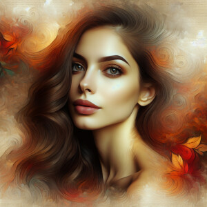 Photorealistic image. Artistic portrait, beautiful woman. Brunet...