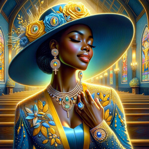 A spiritually enriching illustration portrays an African America...
